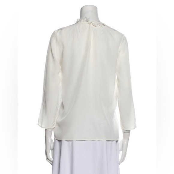 Miu Miu 2012 Collection Lace Ruffle Neck 3/4 Sleeve Ivory Silk Blouse IT 40/US 4 - Picture 3 of 13
